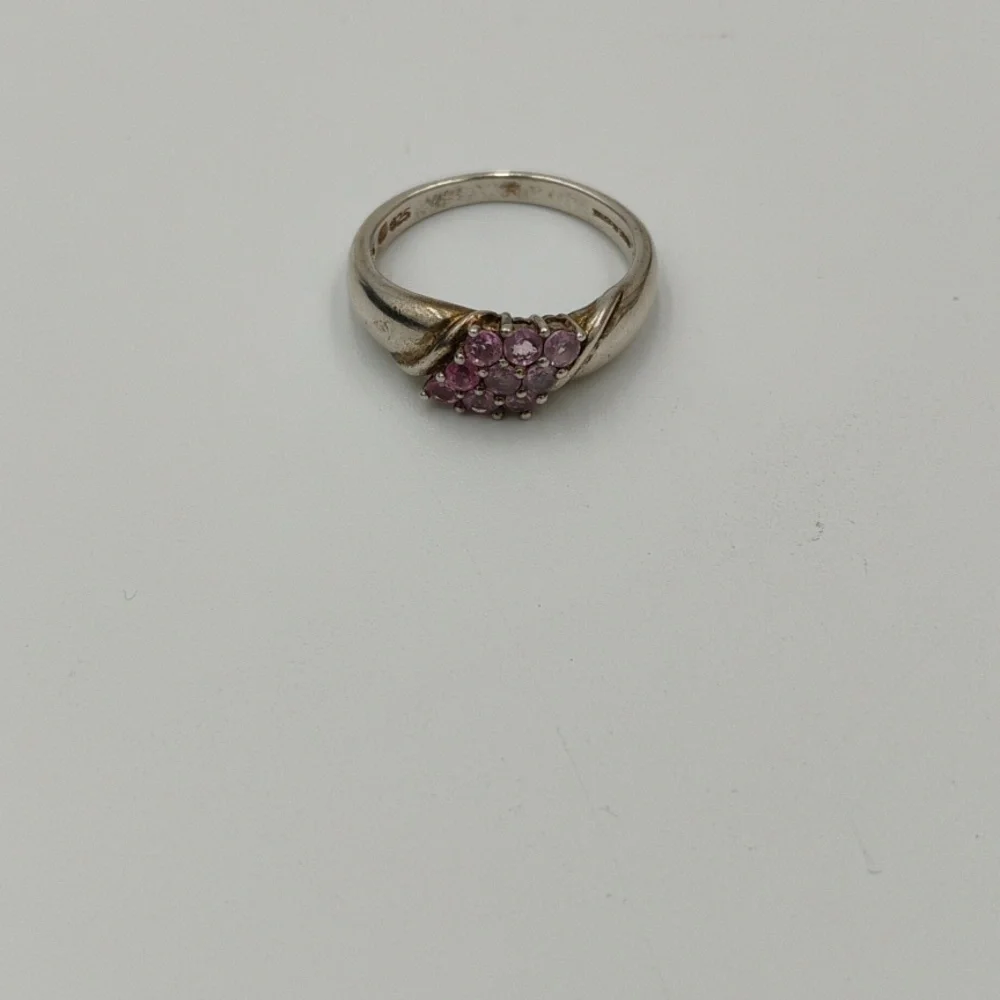 Vintage Pink Topaz Cluster Sterling Silver 925 Ring Size